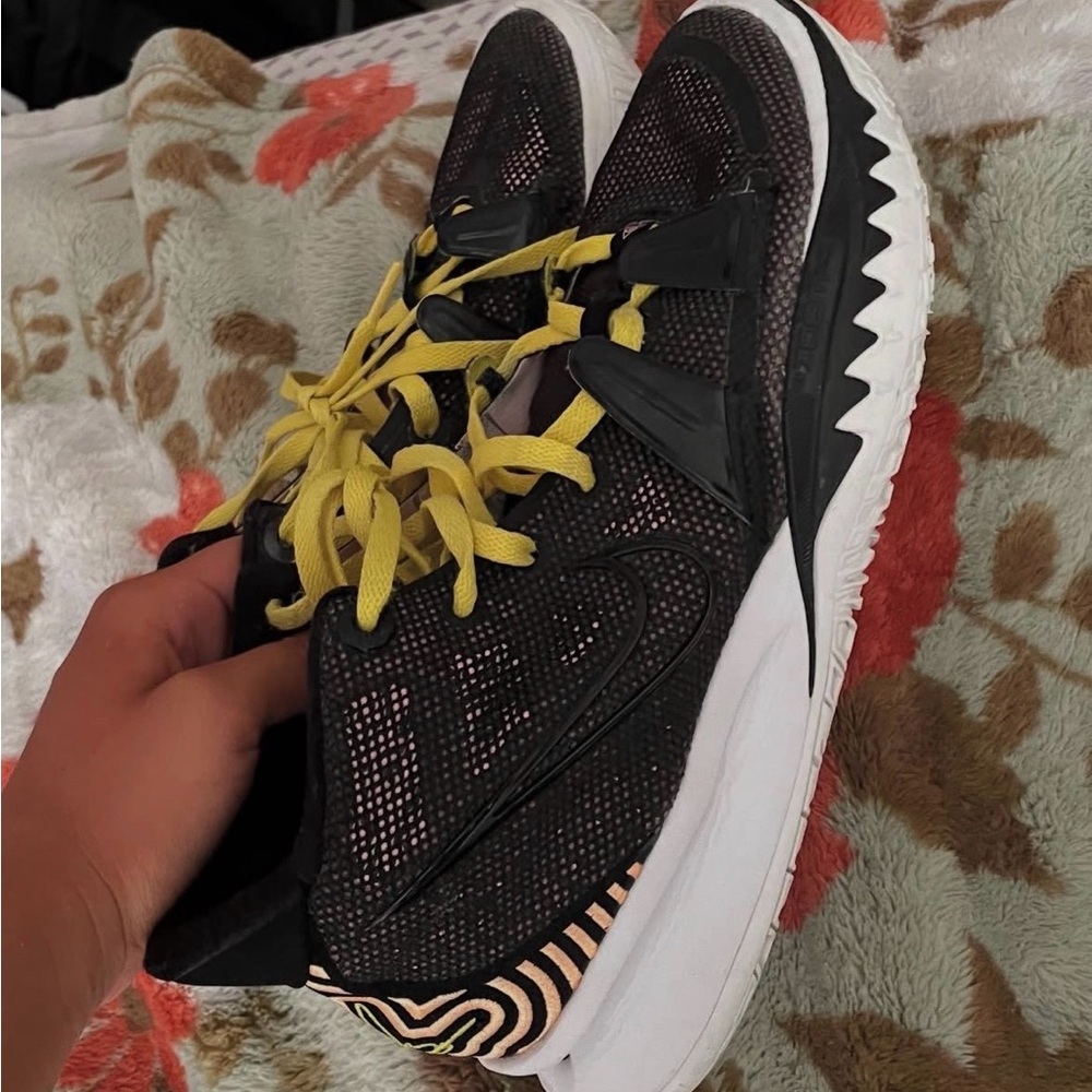 Black Sneakers with Yellow Accents